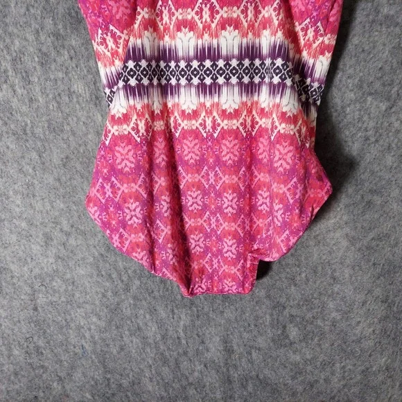 Lands End Swimsuit Women 14 Pink Purple Twist Front One Piece Built In Bra Lined - Picture 8 of 10